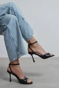 Nisantasi Shoes Charms Black MATTE Bilek Belt Detailed Women Thin Heels Shoes - Image 7