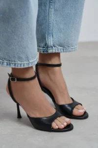 Nisantasi Shoes Charms Black MATTE Bilek Belt Detailed Women Thin Heels Shoes - Image 8