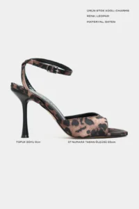 Nisantasi Shoes Charms Leopard Satin Bilek Belt Detailed Women Thin Heels Shoes - Image 5