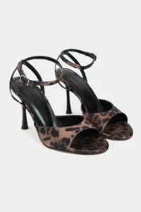 Nisantasi Shoes Charms Leopard Satin Bilek Belt Detailed Women Thin Heels Shoes - Image 9