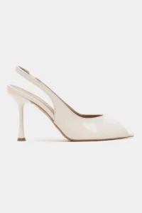 Nisantasi Shoes Betty BEIGE Patent Burnu Light Women Heels Shoes