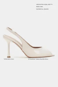 Nisantasi Shoes Betty BEIGE Patent Burnu Light Women Heels Shoes - Image 3