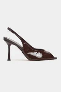 Nisantasi Shoes Betty Brown Patent Burnu Light Women Heels Shoes
