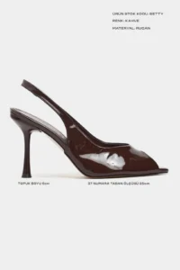 Nisantasi Shoes Betty Brown Patent Burnu Light Women Heels Shoes - Image 2