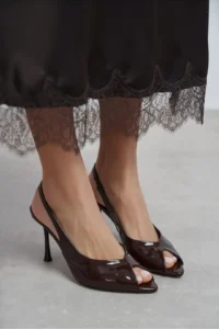 Nisantasi Shoes Betty Brown Patent Burnu Light Women Heels Shoes - Image 6