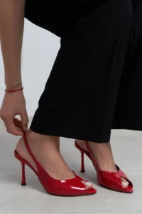 Nisantasi Shoes Betty Red Patent Burnu Light Women Heels Shoes - Image 2