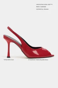 Nisantasi Shoes Betty Red Patent Burnu Light Women Heels Shoes - Image 3