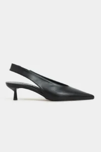 Nisantasi Shoes LUNIX Black MATTE Pointed toe Slingback Thin Heels Women Shoes