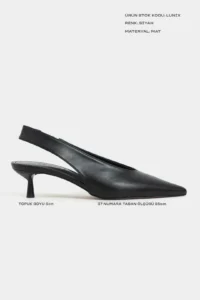 Nisantasi Shoes LUNIX Black MATTE Pointed toe Slingback Thin Heels Women Shoes - Image 2