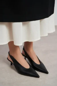 Nisantasi Shoes LUNIX Black MATTE Pointed toe Slingback Thin Heels Women Shoes - Image 9