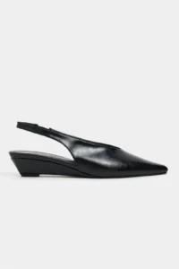 Nisantasi Shoes NINO Black RUSTIC Arka Bant Detailed Pointed toe Women Wedge Heels Shoes