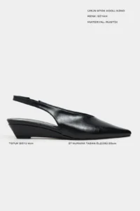 Nisantasi Shoes NINO Black RUSTIC Arka Bant Detailed Pointed toe Women Wedge Heels Shoes - Image 3