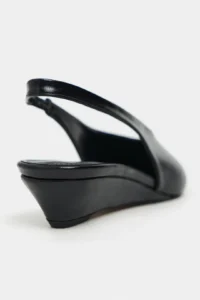 Nisantasi Shoes NINO Black RUSTIC Arka Bant Detailed Pointed toe Women Wedge Heels Shoes - Image 5