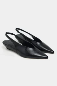 Nisantasi Shoes NINO Black RUSTIC Arka Bant Detailed Pointed toe Women Wedge Heels Shoes - Image 6