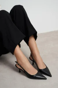 Nisantasi Shoes Megy Black MATTE Open-Back Hair Clip Detailed Pointed toe Women Heels Shoes - Image 8