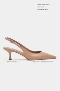Nisantasi Shoes Megy Nude MATTE Open-Back Hair Clip Detailed Pointed toe Women Heels Shoes - Image 3