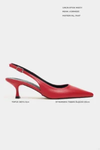 Nisantasi Shoes Megy Red MATTE Open-Back Hair Clip Detailed Pointed toe Women Heels Shoes - Image 3