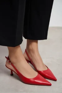 Nisantasi Shoes Megy Red MATTE Open-Back Hair Clip Detailed Pointed toe Women Heels Shoes - Image 7