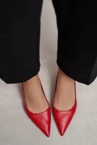 Nisantasi Shoes Megy Red MATTE Open-Back Hair Clip Detailed Pointed toe Women Heels Shoes - Image 8