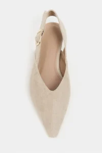 Nisantasi Shoes Beneto BEIGE Suede Pointed toe Belt Detailed Short Heels Women Flats - Image 3