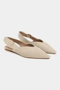 Nisantasi Shoes Beneto BEIGE Suede Pointed toe Belt Detailed Short Heels Women Flats - Image 5