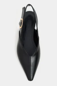 Nisantasi Shoes Beneto Black MATTE Pointed toe Belt Detailed Short Heels Women Flats - Image 3