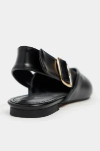 Nisantasi Shoes Beneto Black MATTE Pointed toe Belt Detailed Short Heels Women Flats - Image 4
