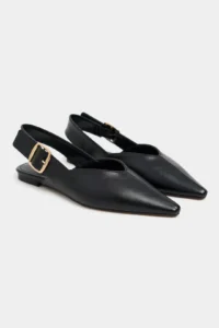 Nisantasi Shoes Beneto Black MATTE Pointed toe Belt Detailed Short Heels Women Flats - Image 5