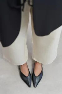 Nisantasi Shoes Beneto Black MATTE Pointed toe Belt Detailed Short Heels Women Flats - Image 8
