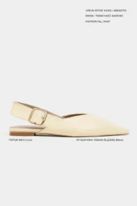 Nisantasi Shoes Beneto BUTTER YELLOW MATTE Pointed toe Belt Detailed Short Heels Women Flats - Image 2