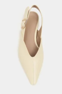 Nisantasi Shoes Beneto BUTTER YELLOW MATTE Pointed toe Belt Detailed Short Heels Women Flats - Image 3