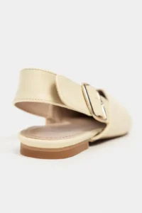 Nisantasi Shoes Beneto BUTTER YELLOW MATTE Pointed toe Belt Detailed Short Heels Women Flats - Image 4
