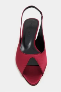Nisantasi Shoes Salva Burgundy Satin Pointed Toe Front Light Women Heels Shoes - Image 4
