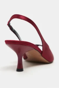 Nisantasi Shoes Salva Burgundy Satin Pointed Toe Front Light Women Heels Shoes - Image 5