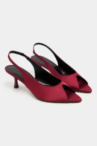 Nisantasi Shoes Salva Burgundy Satin Pointed Toe Front Light Women Heels Shoes - Image 6