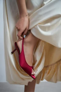 Nisantasi Shoes Salva Burgundy Satin Pointed Toe Front Light Women Heels Shoes - Image 8