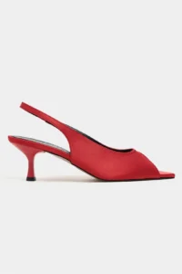Nisantasi Shoes Salva Red Satin Pointed Toe Front Light Women Heels Shoes
