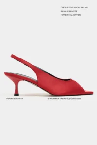 Nisantasi Shoes Salva Red Satin Pointed Toe Front Light Women Heels Shoes - Image 3