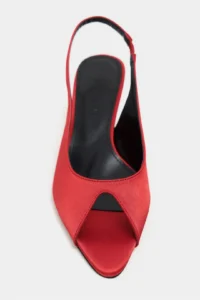 Nisantasi Shoes Salva Red Satin Pointed Toe Front Light Women Heels Shoes - Image 4