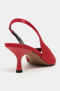 Nisantasi Shoes Salva Red Satin Pointed Toe Front Light Women Heels Shoes - Image 5