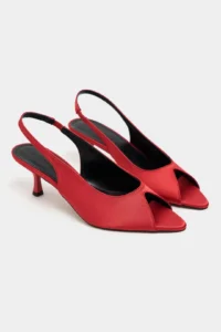 Nisantasi Shoes Salva Red Satin Pointed Toe Front Light Women Heels Shoes - Image 6