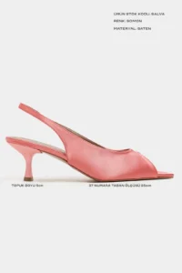Nisantasi Shoes Salva Salmon Satin Pointed toe Front Light Women Heels Shoes - Image 3