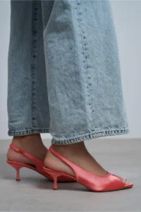 Nisantasi Shoes Salva Salmon Satin Pointed toe Front Light Women Heels Shoes - Image 7