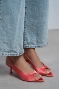 Nisantasi Shoes Salva Salmon Satin Pointed toe Front Light Women Heels Shoes - Image 8