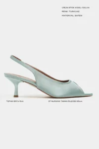 Nisantasi Shoes Salva Turquoise Satin Pointed Toe Front Light Women Heels Shoes - Image 2