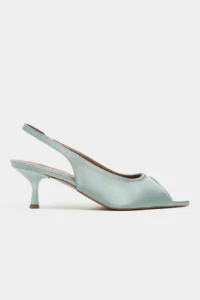 Nisantasi Shoes Salva Turquoise Satin Pointed Toe Front Light Women Heels Shoes - Image 3