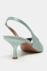 Nisantasi Shoes Salva Turquoise Satin Pointed Toe Front Light Women Heels Shoes - Image 5