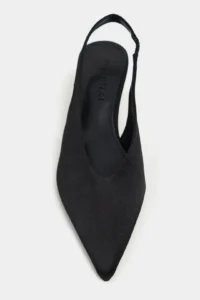 Nisantasi Shoes WILSON Black Satin Diver Material Open-Back Women Heels Shoes - Image 4