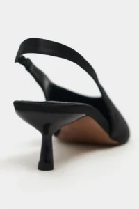 Nisantasi Shoes WILSON Black Satin Diver Material Open-Back Women Heels Shoes - Image 5