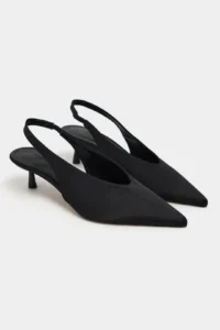 Nisantasi Shoes WILSON Black Satin Diver Material Open-Back Women Heels Shoes - Image 6